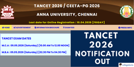 TANCET 2026 Notification Out  Exam on May 9 Registration Begins March 16
